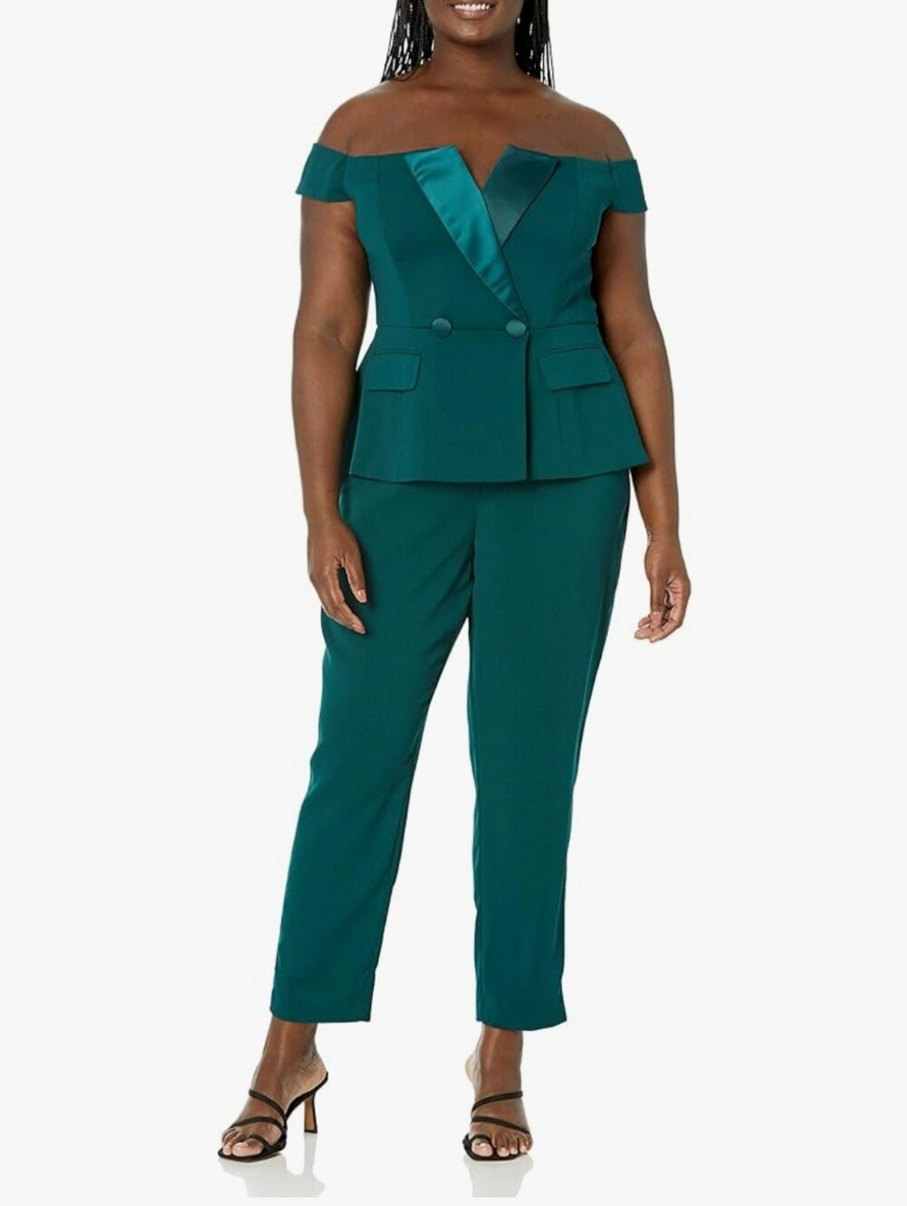 💛 83. City Chic Size XXL (24) Sexy Tuxe Emerald Jumpsuit